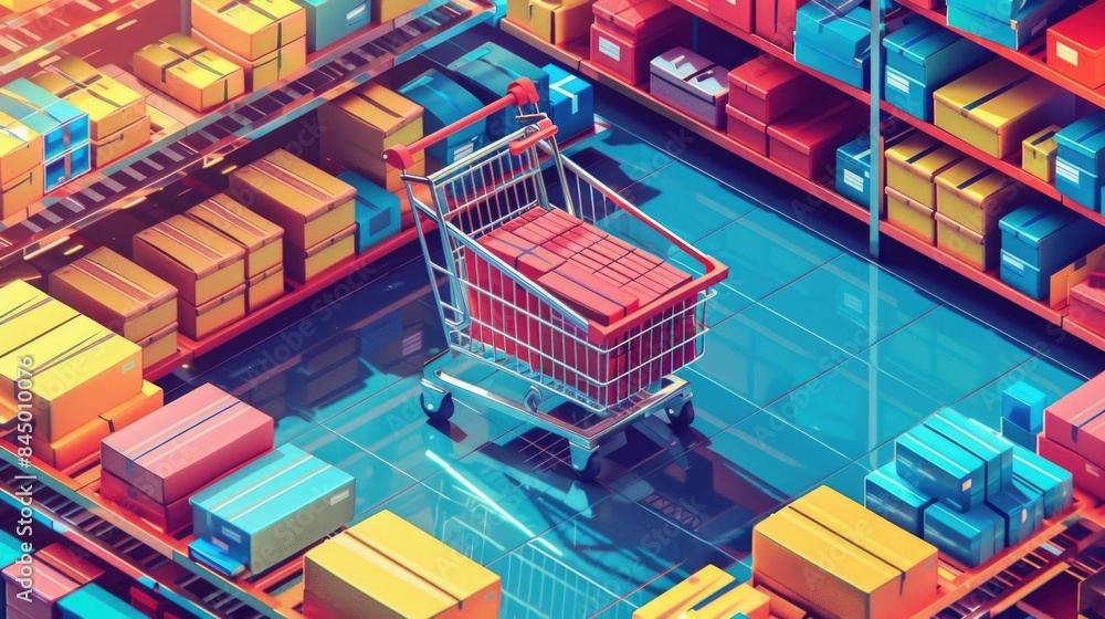 Aufkleber vibrant and visually engaging depicting the key elements of optimized e commerce strategies