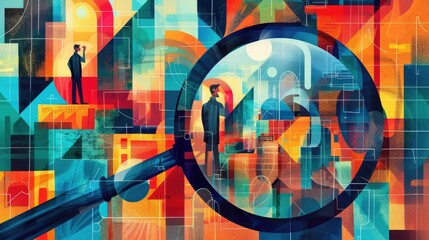Fototapeta premium A detailed depicting the concept of keyword research data analysis and optimization for digital marketing and SEO The image showcases various data visualization elements analytics tools