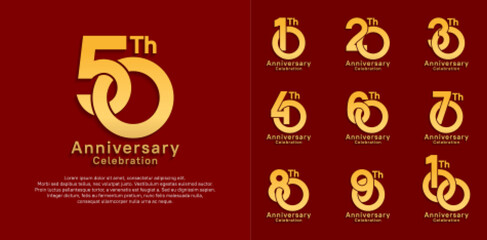 anniversary logotype vector design with gold color for celebration moment