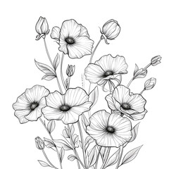 Fototapeta premium Hand drawn simple flower design on white background