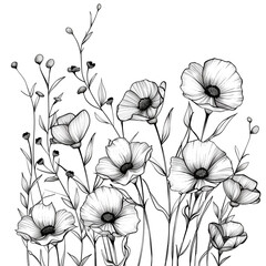 Hand drawn simple flower design on white background