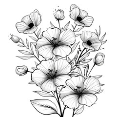 Hand drawn simple flower design on white background