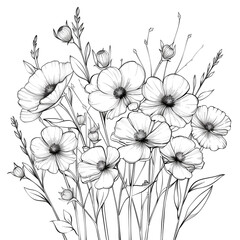 Fototapeta premium Hand drawn simple flower design on white background