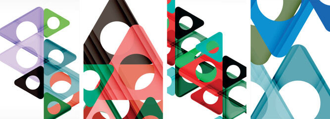 Abstract background set featuring captivating triangles. Harmonious blend of geometry and style, these designs bring modern flair