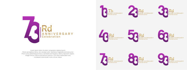 anniversary vector design set purple and gold color for celebration day