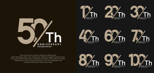 anniversary logo style vector set with slash brown and white color can be use for celebration
