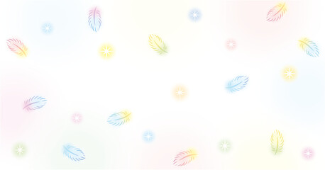 虹色ふわふわ羽根　背景　イラスト③