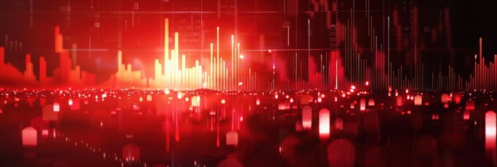 Obraz premium Red stock market background with financial chart