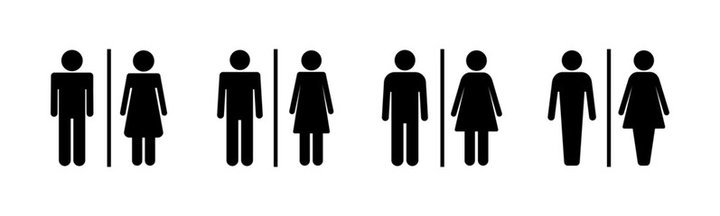 Toilet icon set. restrooms icon vector. bathroom sign. wc, lavatory