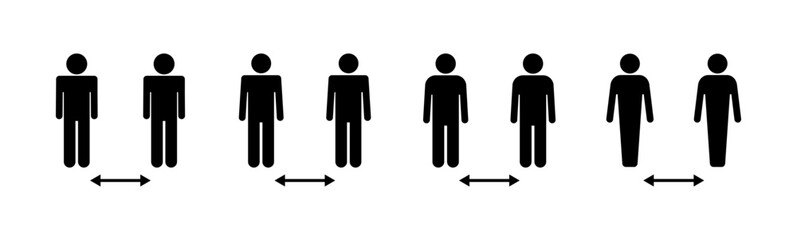 Social distance icon set. social distancing icon. self quarantine sign