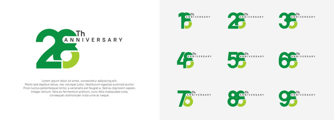 anniversary logotype vector set, green color for celebration purpose