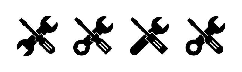 Repair tools icon set. tool icon vector. setting icon vector. Wrench and screwdriver. support, Service