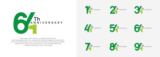 anniversary logotype vector set, green color for celebration purpose