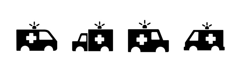 Obraz premium Ambulance icon set. ambulance truck icon vector. ambulance car
