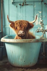 Bathroom Cute Highland Cow Funny Art 
