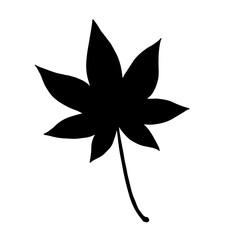 もみじ（紅葉）の手書きシルエットイラスト／白い背景に分離されたフラットなベクター素材