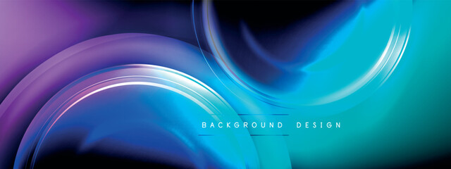 Circles lines and bubbles on bright glowing effect gradient with light and shadow effects. Dynamic interplay of light, shadow and depth. Futuristic and rhythmic technology design