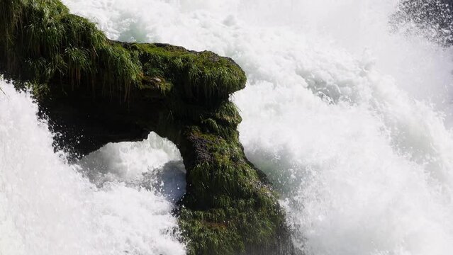Detailed view of a waterfall, Zeitluppe, Traunfall, river Traun, Roitham am Traunfall, Traunviertel, Upper Austria, Austria, Europe