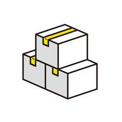 山積みのダンボール箱のイラスト