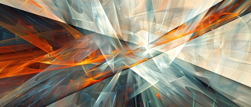Mathematical precision meets artistic expression in this abstract composition of intersecting planes and lines, Generative AI