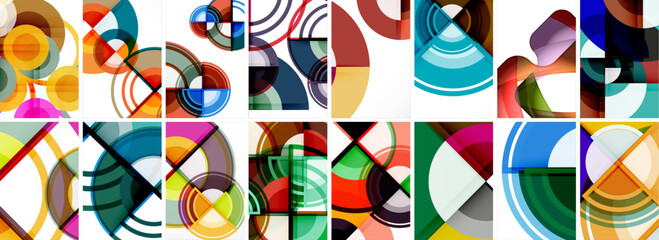 Set of trendy colorful circle geometric posters or abstract backgrounds. Vector Illustration For Wallpaper, Banner, Background, Card, Book Illustration, landing page