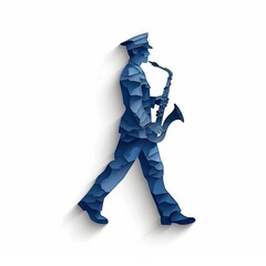  Silhouettes of a marching band in a parade