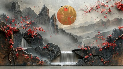 Mountainside Melody: Volumetric Stucco Molding with Japanese Flair