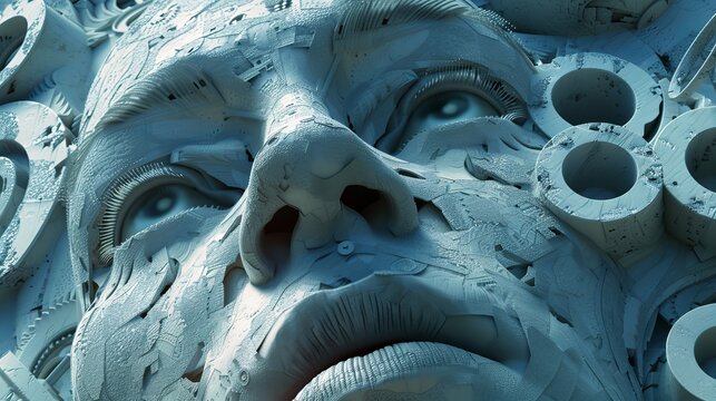 a feared face from being watched sculpture made on the concept of Foucault's panopticism by Michel Foucault from "Discipline and Punish: The Birth of the Prison,"