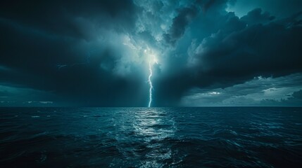 Dramatic Ocean Lightning Strike