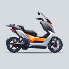 A scooter with a brown seat and a black handlebar