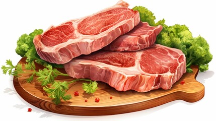 Fototapeta premium Pork chops clipart, isolated on white background