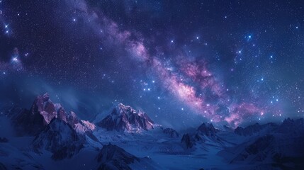 Starry Night Over Snowy Mountains