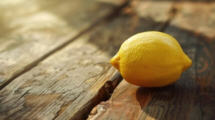 Simple healthy organic food concept with a lemon on a wooden table
