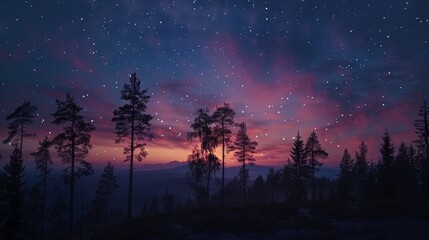Fototapeta premium Starry Twilight Over a Forest
