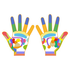 手のひらの反射区のカラフルイラスト