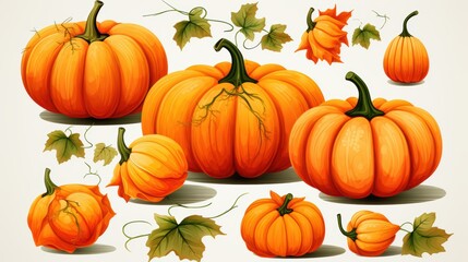 Pumpkins clipart, isolated on white background