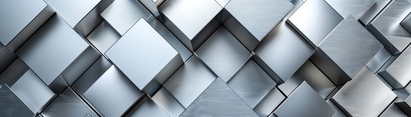 Abstract geometric pattern of silver cubes.