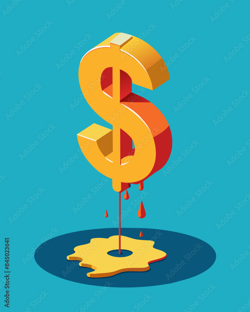 Poster the currency symbol appears to melt under the weight of inflation its once solid form now melting in