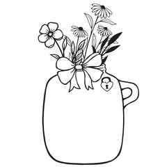 Glass Jar with flowers and ribbon