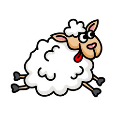Jump white sheep Illustration logo vector