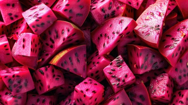 Diced tropical pitahaya fruit