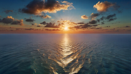 Obraz premium A magnificent sunset over an ocean