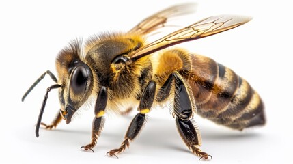 the bee with remains of pollen on its legs generative ai