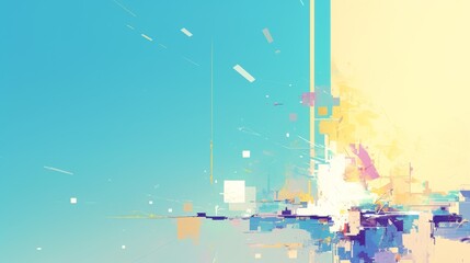 Abstract Digital Cityscape in Pastel Hues