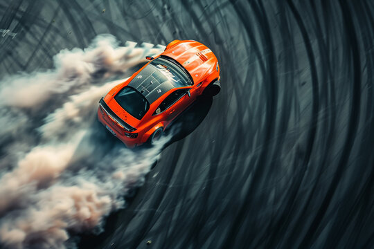 top view drifting car, racing