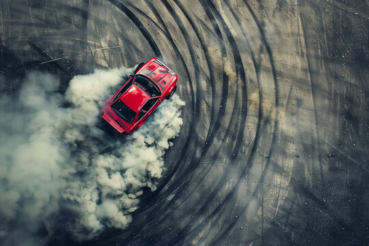 top view drifting car, racing