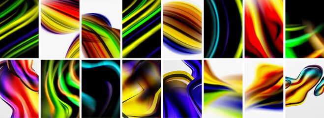 Collection of abstract background with waves, colorful shapes and 3d shadow effect. Vector Illustration For Wallpaper, Banner, Background, Card, Book Illustration, landing page