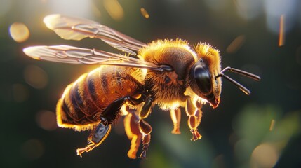 Naklejka premium accentuated shadows to highlight the contours of the bee generative ai