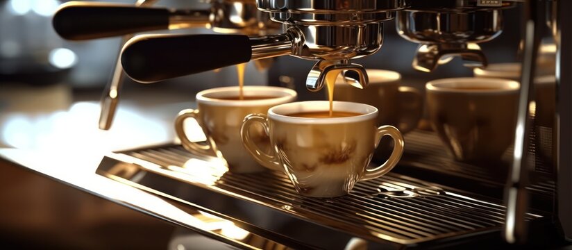 preparing espresso coffee in a coffee shop cafe