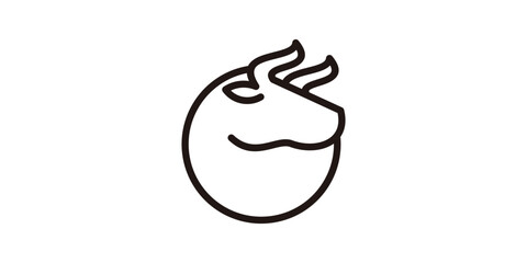 logo design circle bull, strong, buffalo, horn, logo design template, icon, symbol, vector, creative, idea.